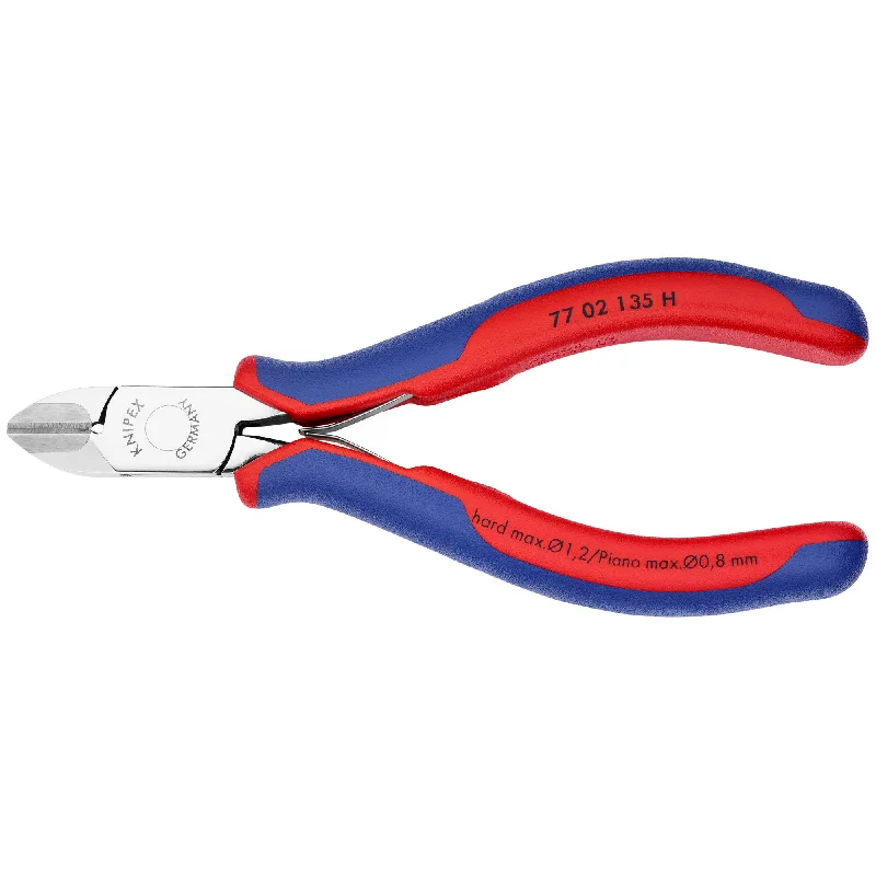 Ergonomic pliers for comfortable use-Knipex 77 02 135 H 5 1/4" Electronics Diagonal Cutters-Carbide Metal Cutting Edges