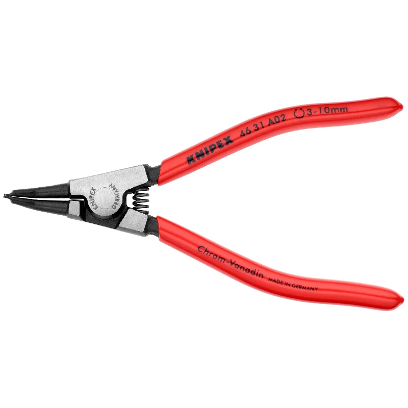 Pliers with adjustable jaws for precision grip-Knipex 46 31 A02 5 1/2" External 45° Angled Snap Ring Pliers-Forged Tips