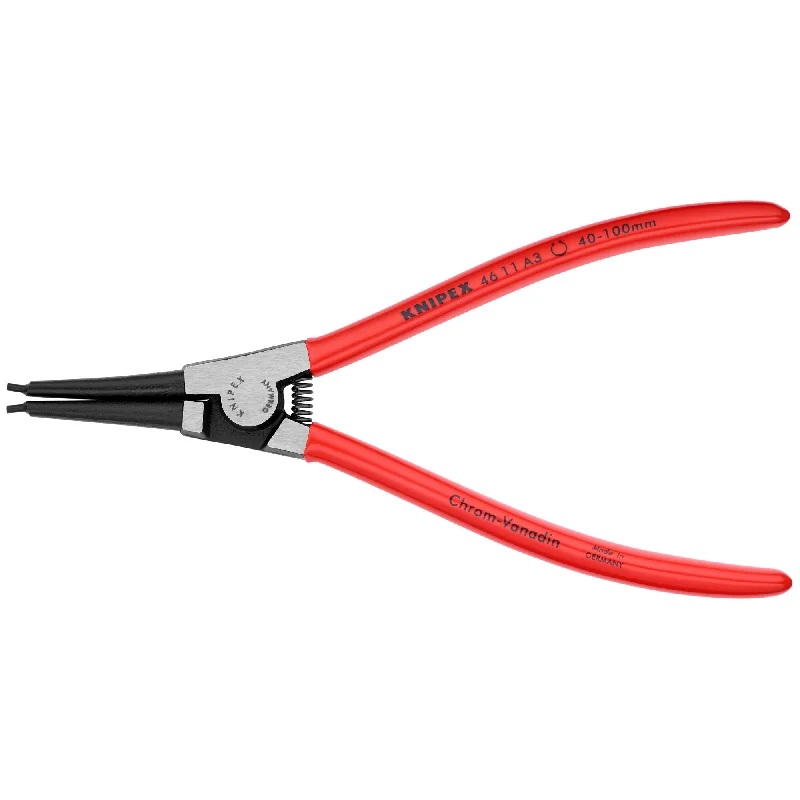 Pliers for auto repair with high clamping force-Knipex 46 11 A3 SBA 8 1/4" External Snap Ring Pliers-Forged Tips