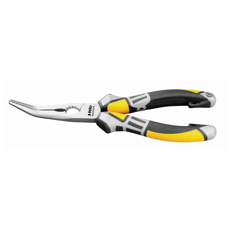 Durable, sharp pliers for cutting fasteners and wire-Felo 0715763785 Chain Nose Radio Pliers, Curved X 8"