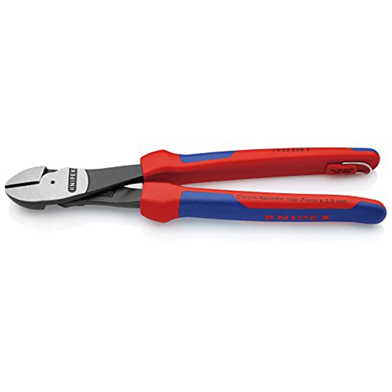 Pliers for cutting and twisting wire in electronics-Knipex 74 02 250 T BKA High Leverage Diagonal Cutters w Tether Attachment