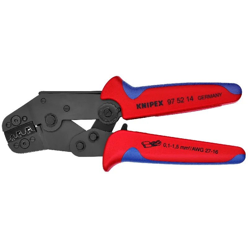 Specialty pliers for HVAC system repairs-Knipex 97 52 14 7 1/2" Crimping Pliers For Non-Insulated Open Plug-Type Connectors (Plug Width 2.8 and 4.8 mm)