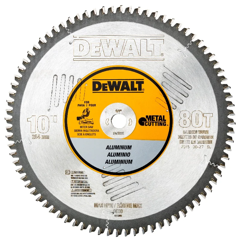 Saw blades for cutting plexiglass-DeWalt DW7665 10" 80T Non-Ferrous Metal Woodworking Blade