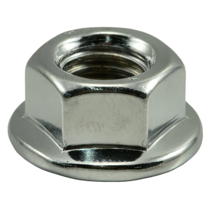 Corrosion-resistant nuts for marine environments-10mm-1.5 Chrome Plated Steel Coarse Thread Flange Nuts (5 pcs.)