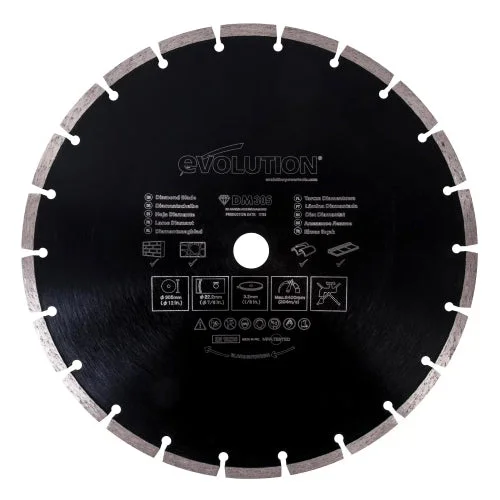 Angle grinders with safety lock for accidental start prevention-Evolution 305mm x 22.2mm RAGE® Diamond Segmented Blade