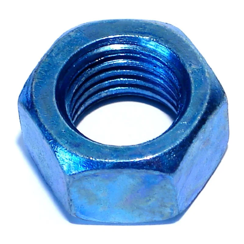 Custom-shaped nuts for specific fastening tasks-7/8"-9 Zinc Plated Grade 8 Steel Blue Rinsed Coarse Thread Hex Nuts (27 pcs.)