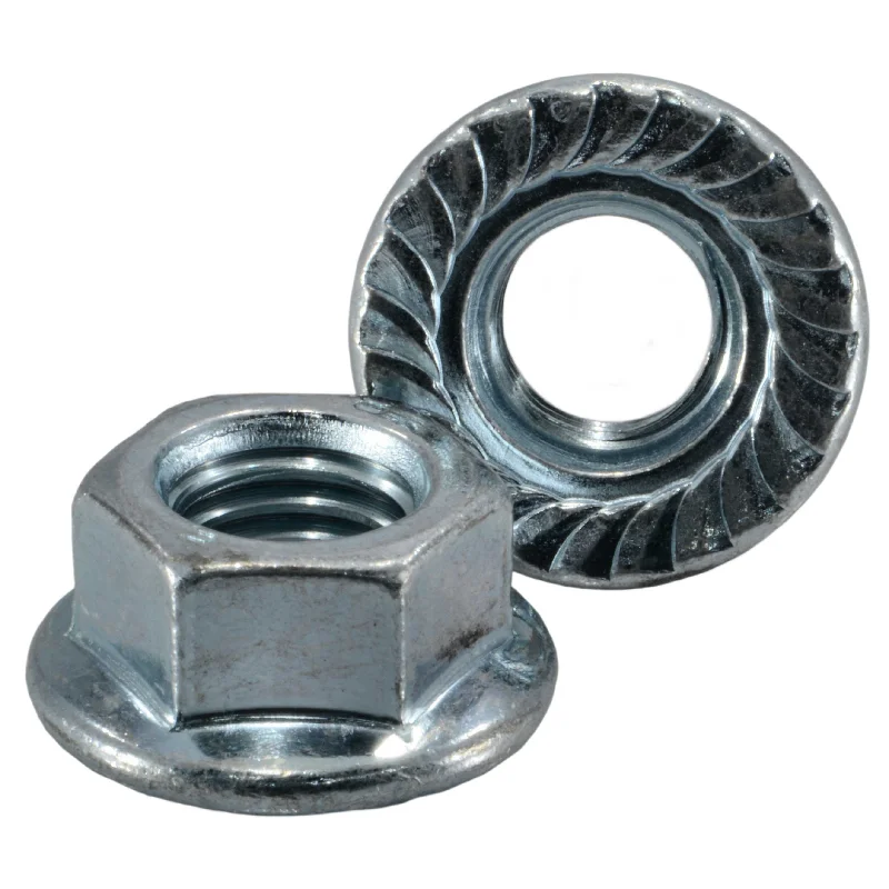 Custom-sized nuts for specialized applications-12mm-1.75 Zinc Class 8 Serrated Flange Nuts (6 pcs.)