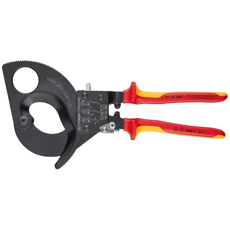 Pliers with anti-corrosion coating for long-lasting durability-Knipex 95 36 280 SBA 11" Ratcheting Cable Cutters-1000V Insulated