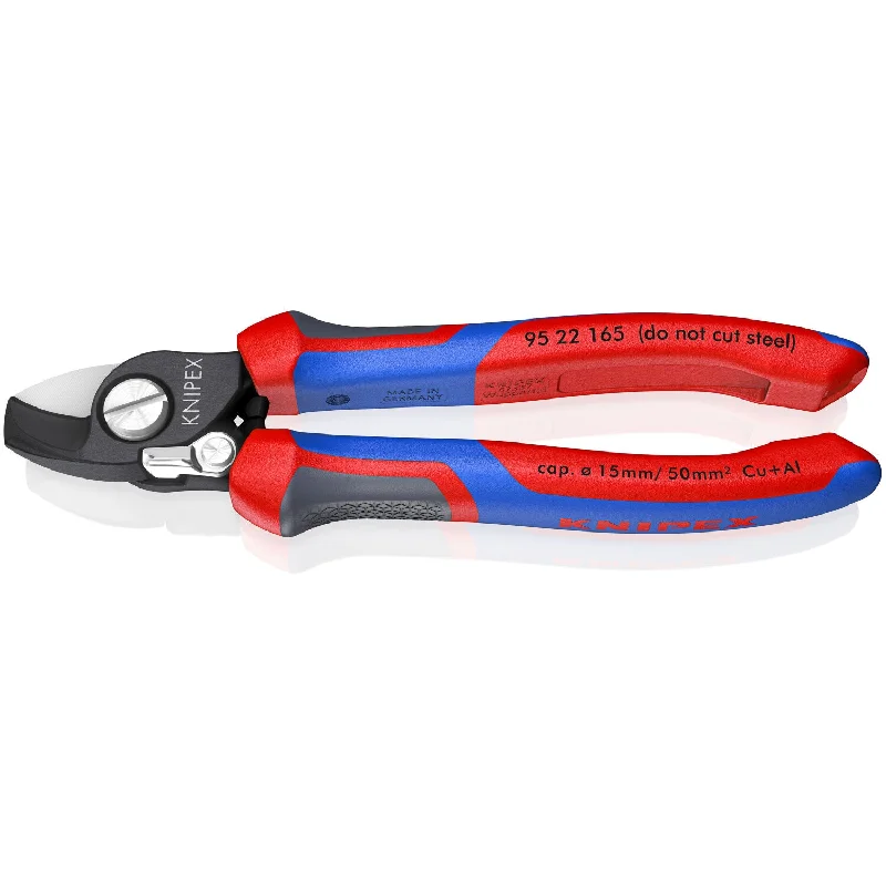 Pliers with cushioned grips for improved control-Knipex 95 22 165 KnipeXtend 6 1/2" Cable Shears