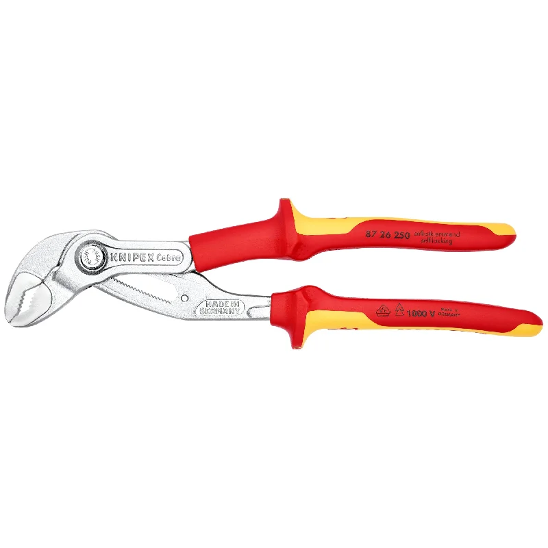 Multi-use pliers for gardening and outdoor tasks-Knipex 87 26 250 10" Cobra® Water Pump Pliers-1000V Insulated