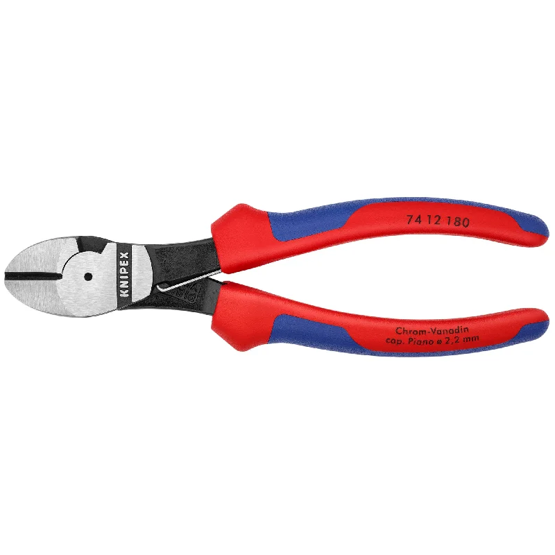 Pliers with adjustable jaws for precision grip-Knipex 74 12 180 7 1/4" High Leverage Diagonal Cutters-Spring