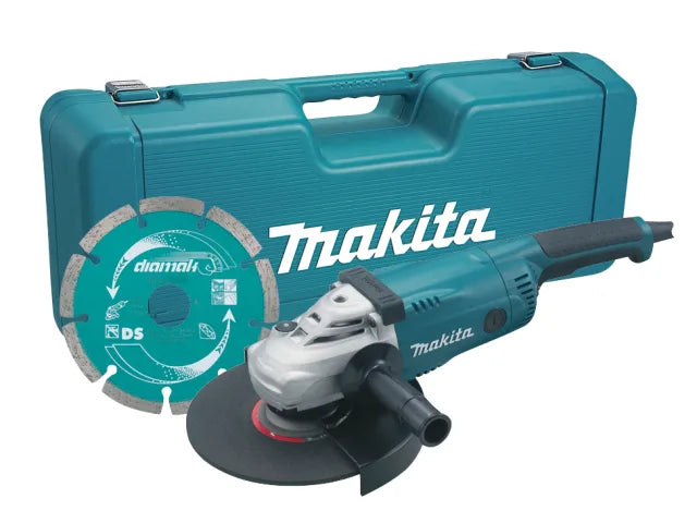 Heavy-duty angle grinders with high-powered motors for tough grinding jobs-Makita GA9020KD 230mm Angle Grinder with Case & Diamond Wheel 2000W 240V