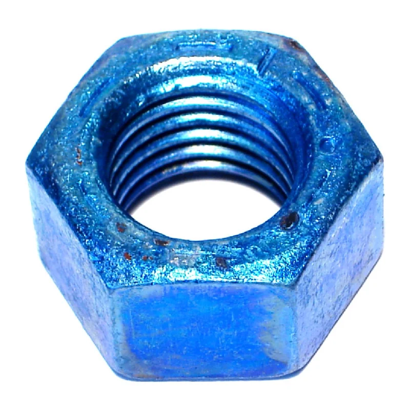 Square nuts for providing strong grip-1"-8 Zinc Plated Grade 8 Steel Blue Rinsed Coarse Thread Hex Nuts (19 pcs.)