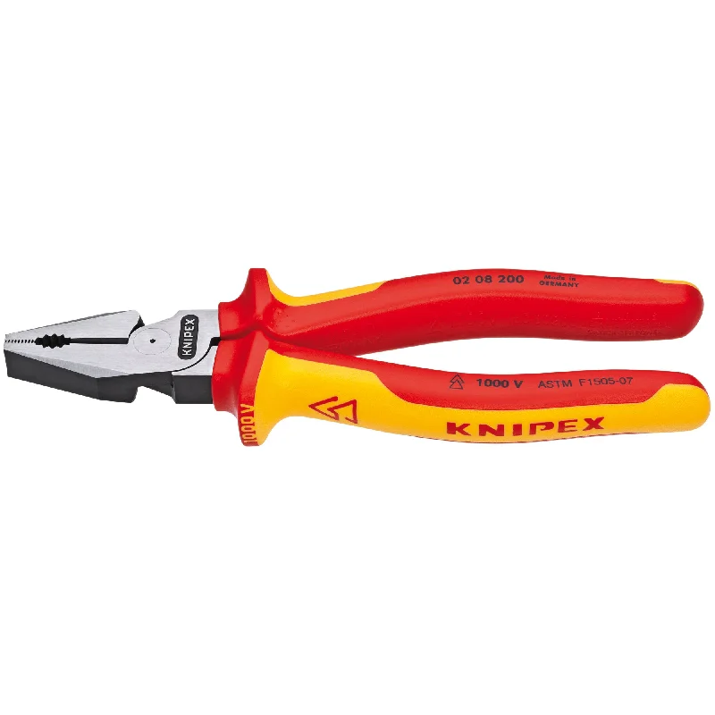 Adjustable pliers for versatile functionality-Knipex 02 08 200 SBA 8" High Leverage Combination Pliers-1000V Insulated