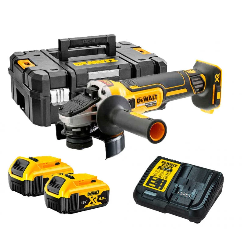 Professional-grade angle grinders for construction work-DeWalt 18v DCG405N XR Brushless Grinder 125mm (2 x 5Ah)