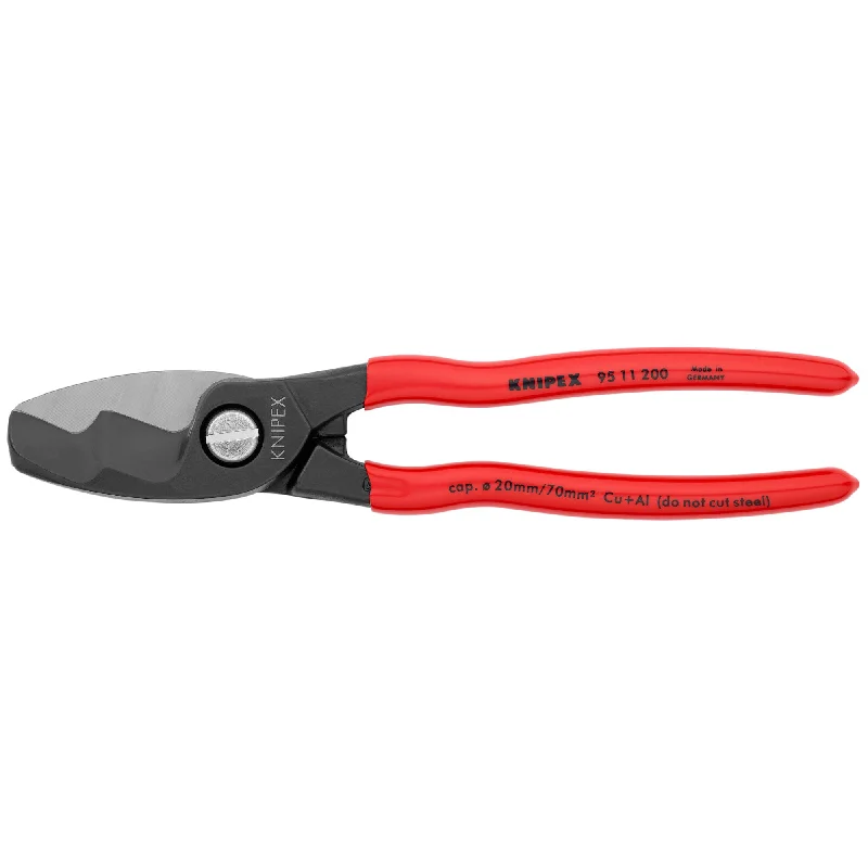 Pliers for gripping, pulling, and twisting small objects-Knipex 95 11 200 SBA 8" Cable Shears-Twin Cutting Edges