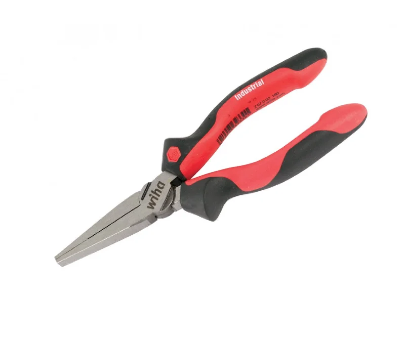 Utility pliers with wide jaw for diverse tasks-Wiha Tools 30919 Industrial Soft Grip Flat Nose Pliers 6.3"