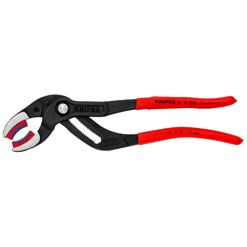 Slip-joint pliers for adjustable jaw widths-Knipex 81 11 250 SBA 10" Pipe Gripping Pliers-Replaceable Plastic Jaws