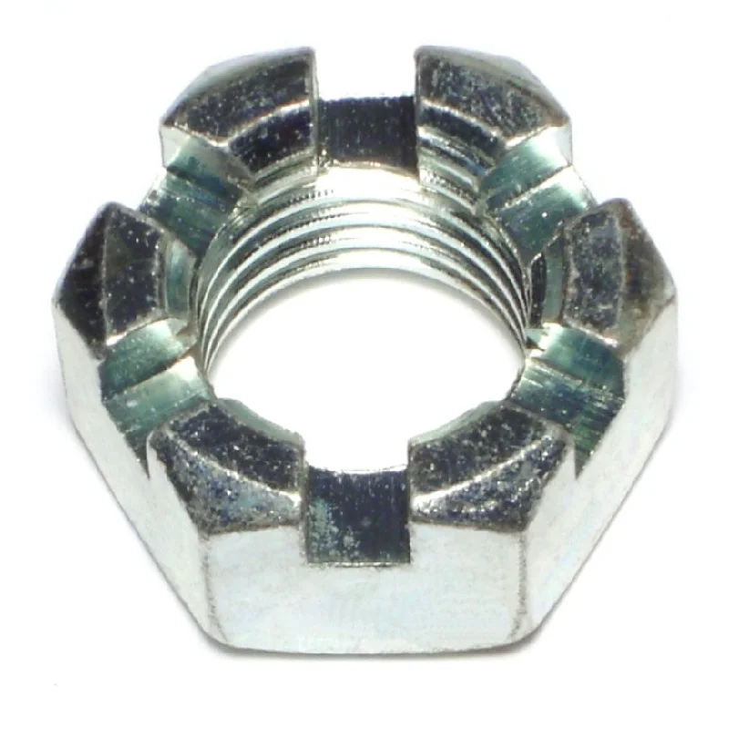 Heavy-duty lock nuts for industrial machinery-1"-8 Zinc Plated Steel Coarse Thread Slotted Hex Nuts