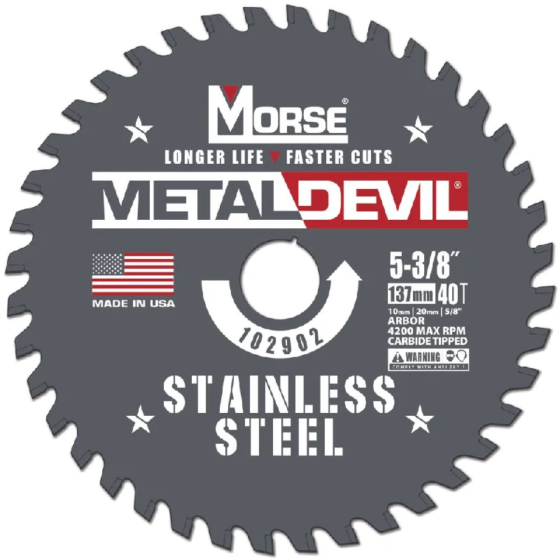 Woodworking saw blades for carpentry projects-MK Morse CSM53840FSSC 5-3/8" 40T SS Circular Saw Blade