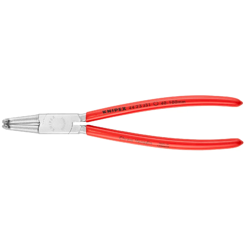 Pliers for cutting rebar and other tough metals-Knipex 44 23 J31 8 1/4" Internal 90° Angled Snap Ring Pliers-Forged Tips