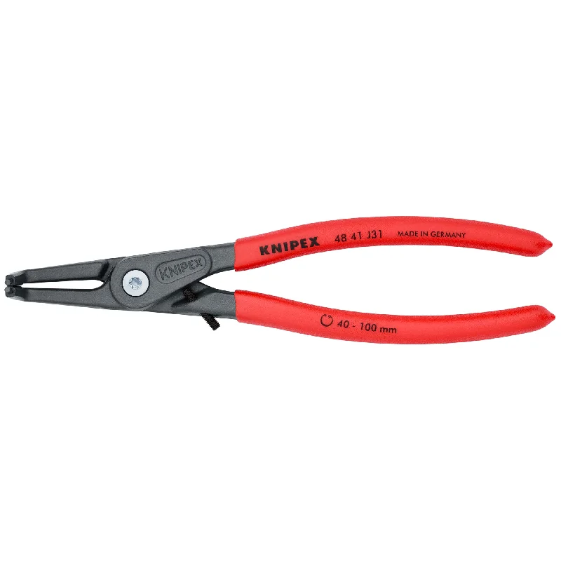 Durable, sharp pliers for cutting fasteners and wire-Knipex 48 41 J31 8 1/4" Internal 90° Angled Precision Snap Ring Pliers-Limiter