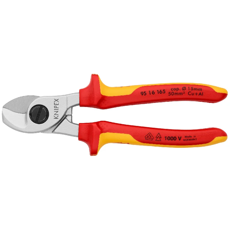 Pliers with rust-resistant finish for longevity-Knipex 95 16 165 6 1/2" Cable Shears-1000V Insulated