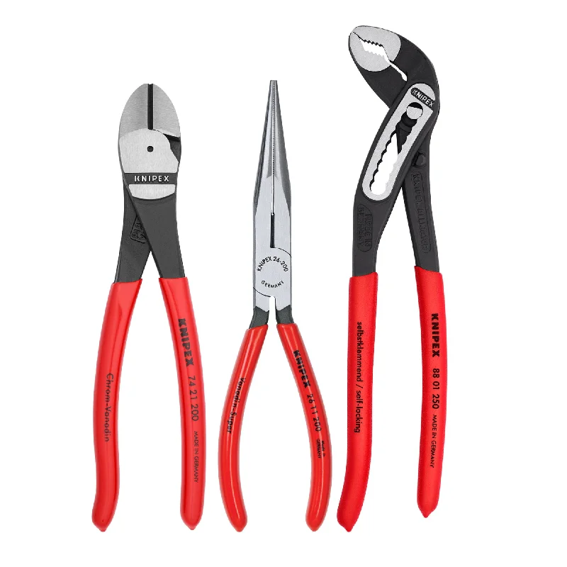 Pliers for home DIY projects and repairs-Knipex 00 20 08 US1 3 Pc Universal Set with Alligator® Pliers