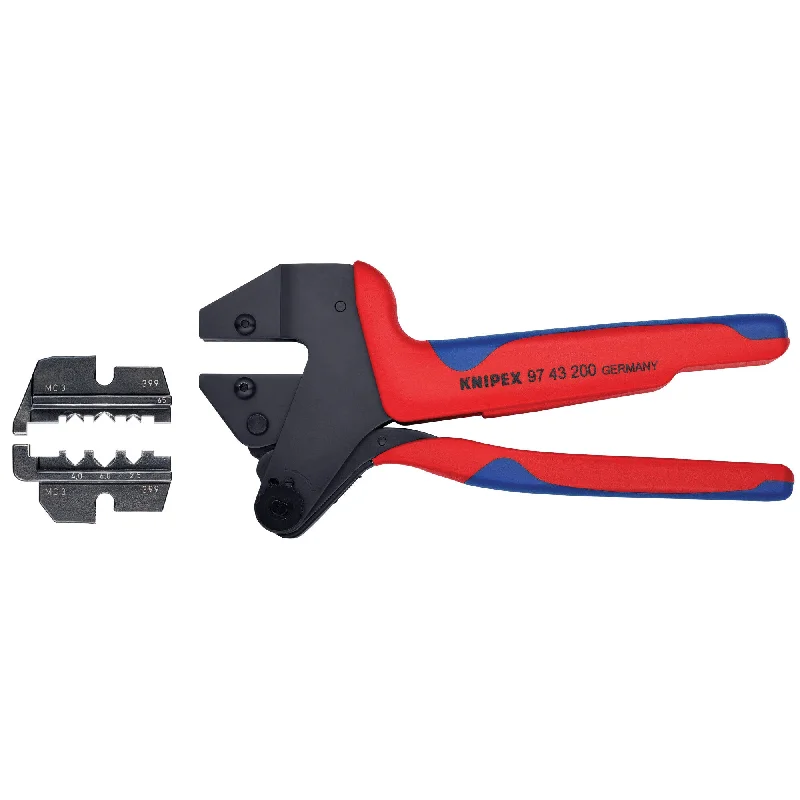 Adjustable spanner pliers for quick plumbing fixes-Knipex 9K 00 80 60 US 10 1/2" Crimp System Pliers (97 43 200) and Crimp Die: Solar Connectors for MC3 Multi Contact (97 49 65) Packaged In A Protective Plastic Case