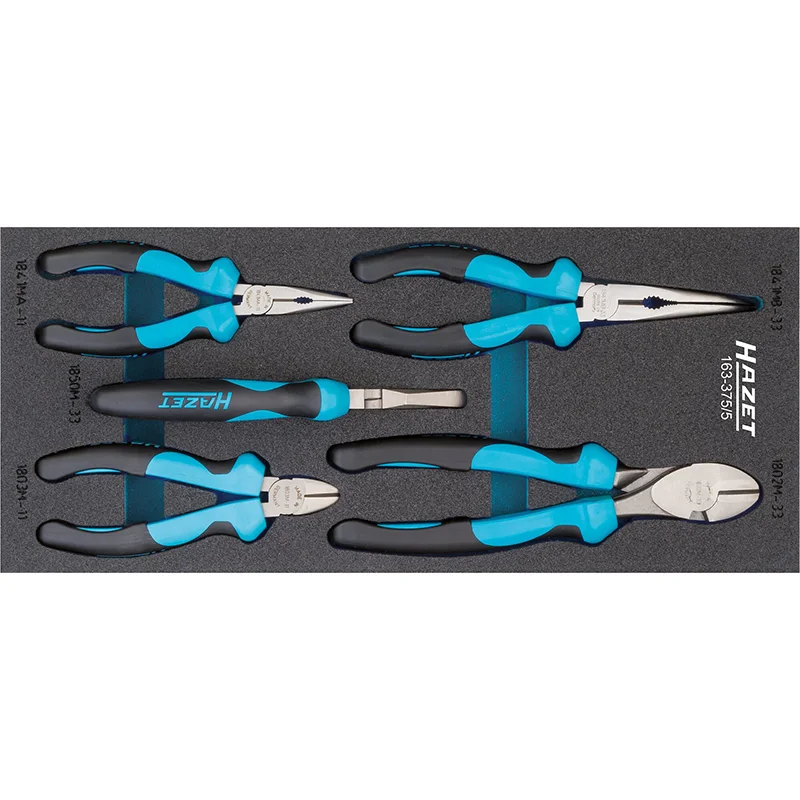 Heavy-duty pliers for mechanics and auto repair shops-Hazet 163-375/5 Pliers Set, 5 Pieces