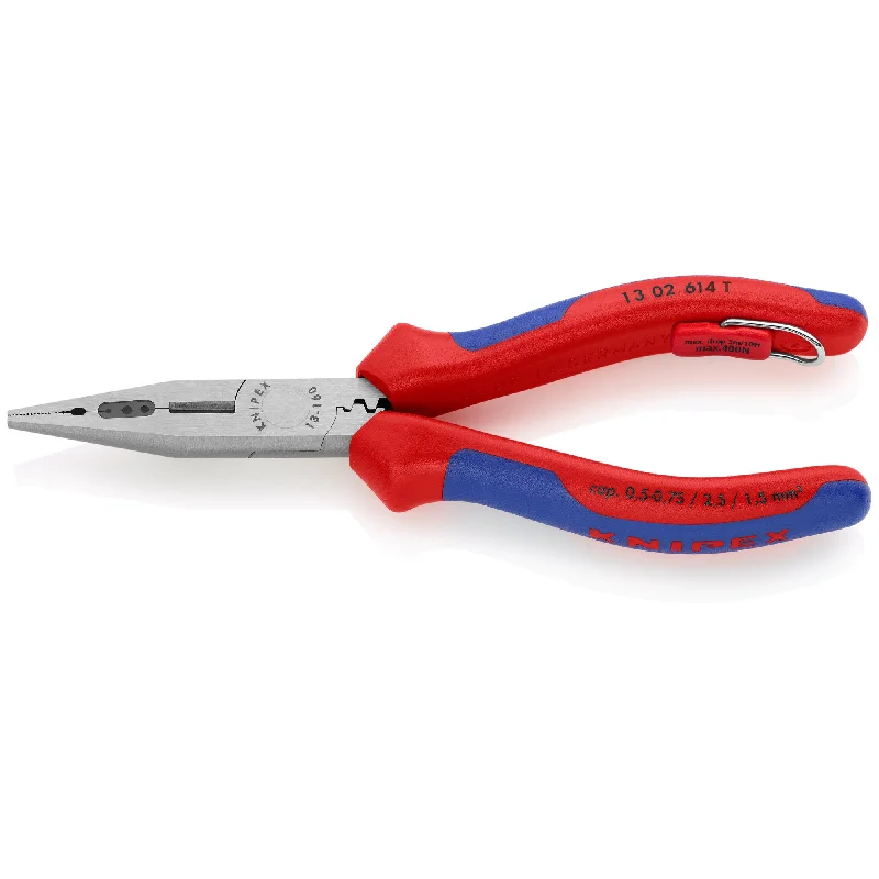 Pliers for cutting nails, wire, and fasteners-Knipex 13 02 614 T BKA 6 1/4" 4-in-1 Electricians' Pliers 10-14 AWG-Tethered Attachment