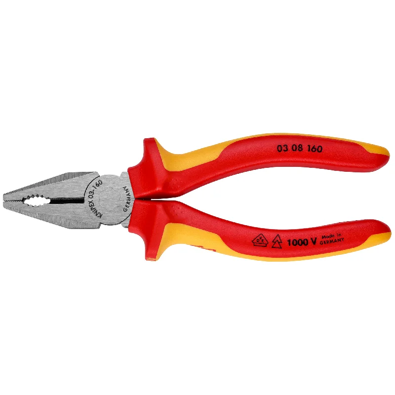 High-quality pliers for precise cutting-Knipex 03 08 160 SBA 6 1/4" Combination Pliers-1000V Insulated