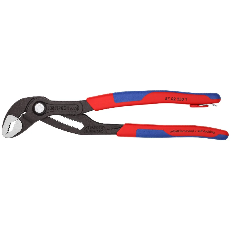 Insulated pliers for electrical work-Knipex 87 02 250 T BKA 10" Cobra® Water Pump Pliers-Tethered Attachment