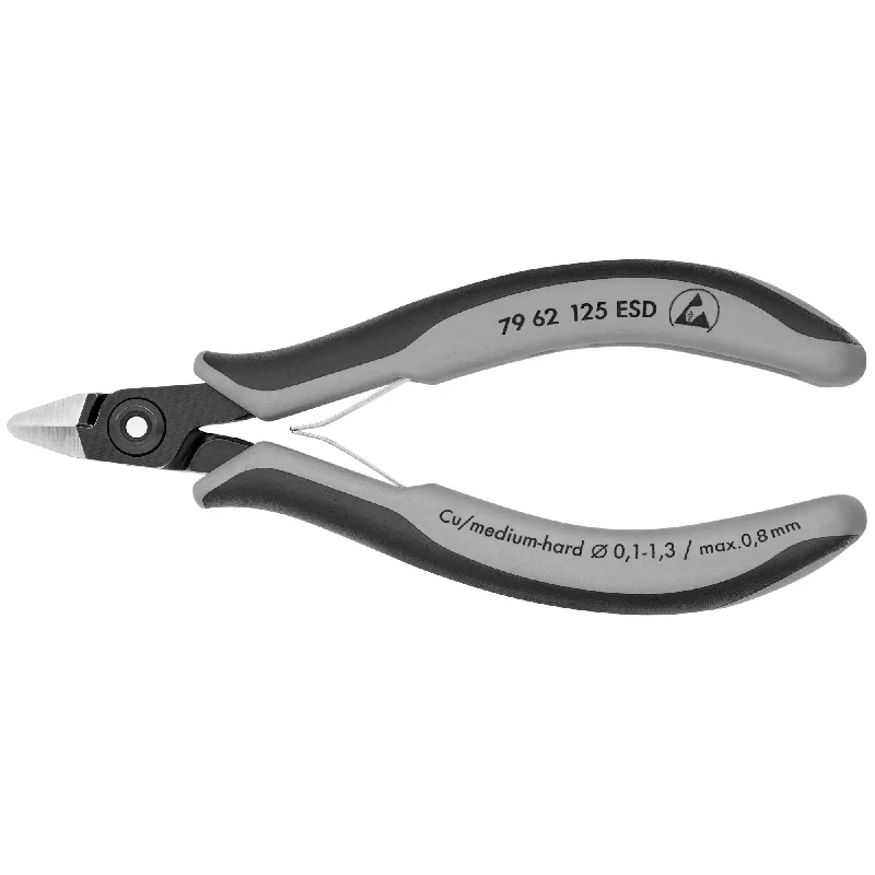 Pliers with rotating jaws for precise angle adjustments-Knipex 79 62 125 ESD 5" Electronics Diagonal Cutters-ESD Handles