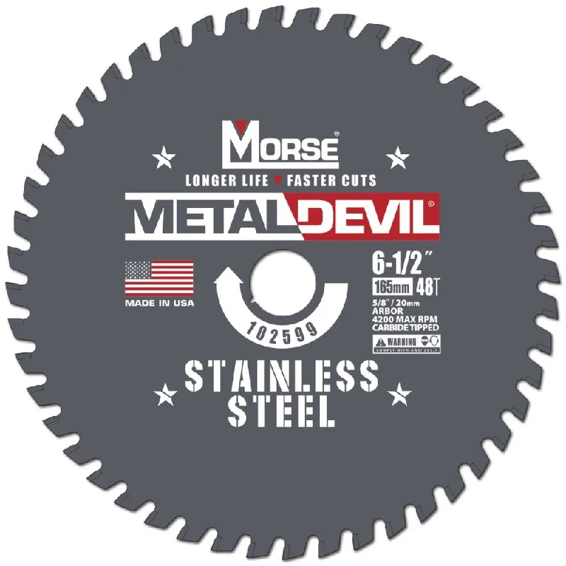 Saw blades for plastic sheet cutting-MK Morse CSM6504820FSSC 6-1/2" 48T SS 20MM Circular Saw Blade