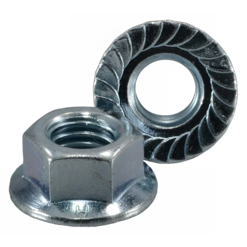 Zinc-plated nuts for outdoor use-10mm-1.5 Zinc Plated Class 8 Steel Coarse Thread Serrated Flange Nuts (8 pcs.)