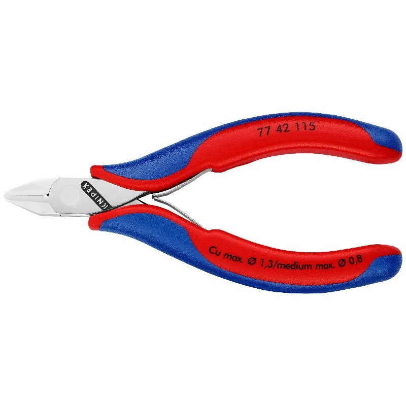 Pliers with rust-resistant finish for longevity-Knipex 77 42 115 4 1/2" Electronics Diagonal Cutters