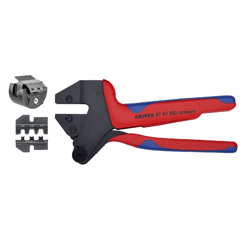 Pliers with cutting jaws for wire and cable work-Knipex 9K 00 80 63 US US Crimp System Pliers (97 43 200) and Crimp Die: Solar Connectors For MC4 Multi Contact (97 49 66) + Locator For 97 49 66 (97 49 66 1) Packaged In A Protective Plastic Case